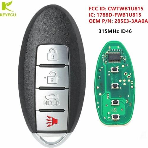 KEYECU Replacement Smart Remote Transmitter Key Fob 315MHz ID46 for Nissan Sentra Versa 2013 2014 2015 2016 CWTWB1U815