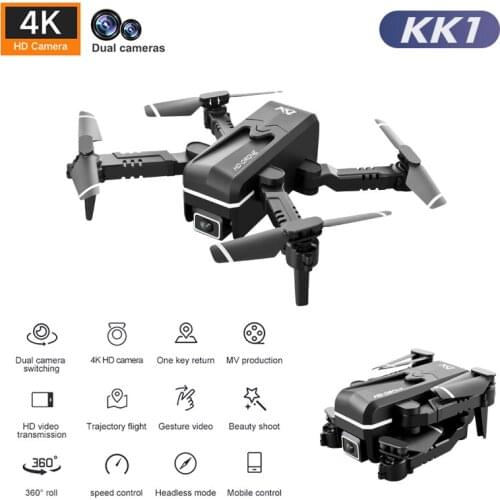 KK1 Mini Drone HD 4K Aerial Photography WiFi FPV One-key Return Remote Control Aircraft Fixed Height Foldable Toy Quadcopter