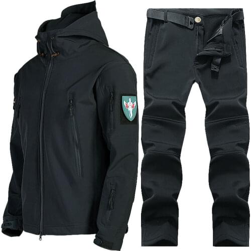 Shark skin soft shell ski-wear, suit men and women winter fishing clothing waterproof fleece mountaineering wear breathable wind