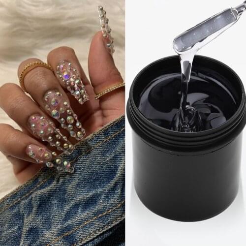 MSHARE 5oz Rhinestone Gel Glue for Nails 142g Without Sticky Layer Super Sticky Crystal Medium Viscosity