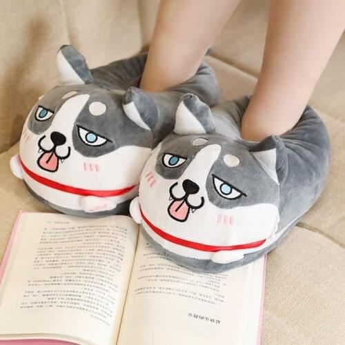 2021 new arrival funny cartoon dogs slippers unisex women girls plush home shoes female slippers