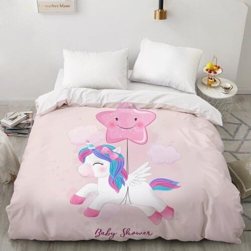 Cartoon Duvet cover Quilt/Blanket/Comfortable Case Childrens Bedding for Kids baby Crib 140x200 240x220 Pink Rainbow unicorn