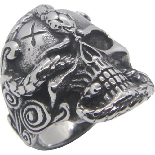 Drop Ship Snake Skull Ring 316L Stainless Steel Evil Ghost Cobra Ring