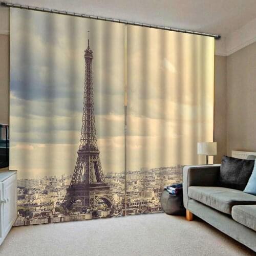 Romantic tower curtains European Curtains Photo Painted 3D Curtain Living room Blackout curtain