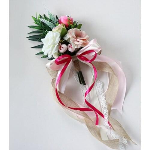Outdoor wedding chair back decoration fake flower props Artificial silk rose peony flower large activity chair back decoration