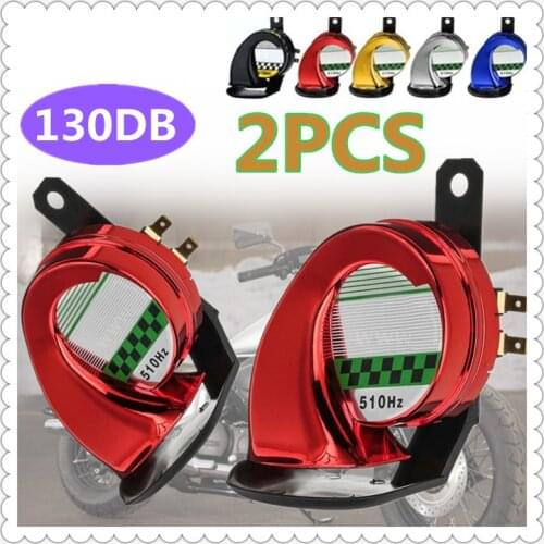 2PCS Universal12V 130DB Electric Loud Snail Horn Siren Waterproof Car Motorbike Truck Boat (Optional:Black/Silver/Red/Blue/Gold)