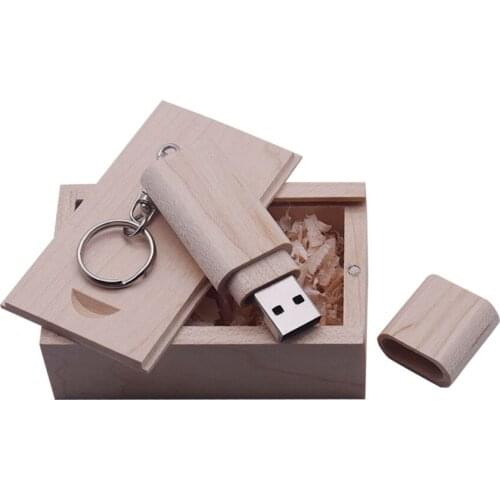 Custom logo wooden usb + Box pen drive 4GB 8GB 16GB 32GB 64GB USB Flash Drive USB2.0 photography wedding Gift customer LOGO
