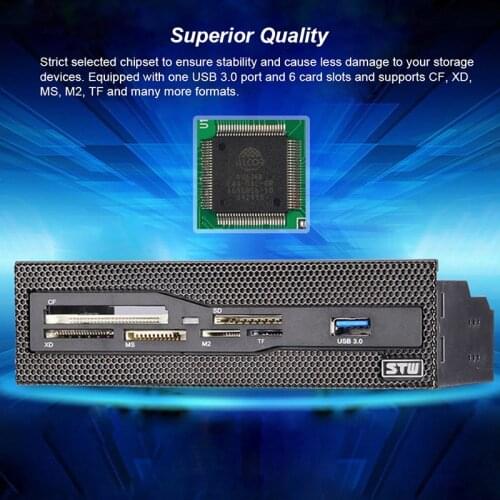USB 3.0 5.25" Transferring Internal Card Reader Media Dashboard PC Front Panel All In 1 Card Readers Support CF XD MS M2 TF SD