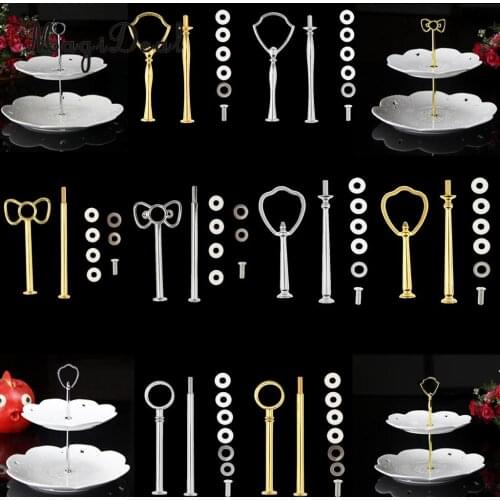 Vintage 2 Tier Metal Top Cake Stand Holder Dessert Fruit Food Jewelry Display Rack Handle Fitting Hardware Rod