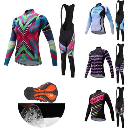 Women Sunscreen Road Bike Clothing 2021 Cycling Jersey Long Set BIB Pants Female Trousers Bicycle Clothes MTB Uniform Dress Suit