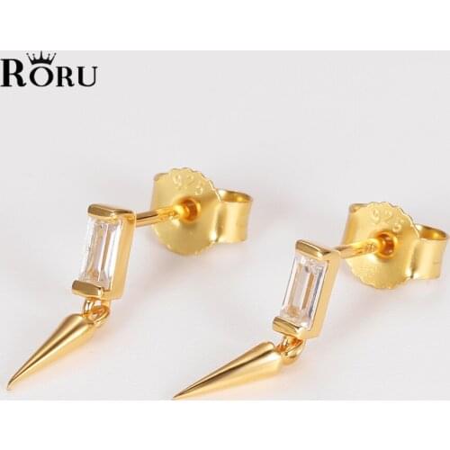 S925 Sterling Silver Zircon Tassel Stud Earrings Zircon Crystal Small High Quality Jewelry for Women Men Fashion Punk Cool