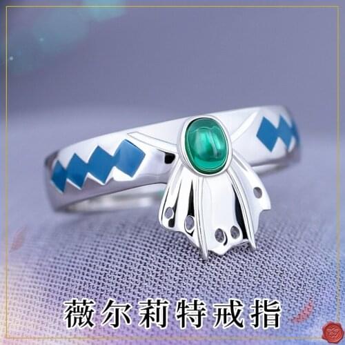 2021 New HOT Violet Evergarden Ring 925 Sterling Silver Finger Ring Gift Cosplay Fashion Adjustable Jewelry Birthday Xmas Japane