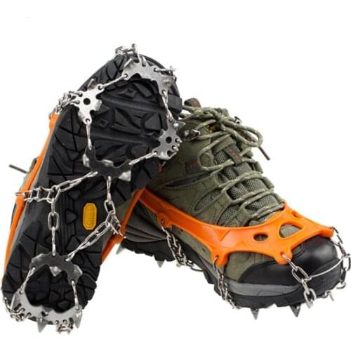 1 Pair 19 Studs Ice Snow Grips Add-on Crampon Shoes Anti-Skid Winter Cleats Chain Hiking Climbing 19 Teeth Shoes
