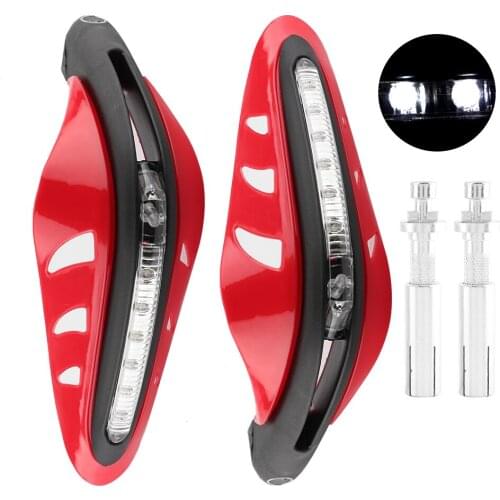 1Pair Motorcycle Handlebar Hand Guard Windshield Protector Cover with LED Daylight(Yellow)