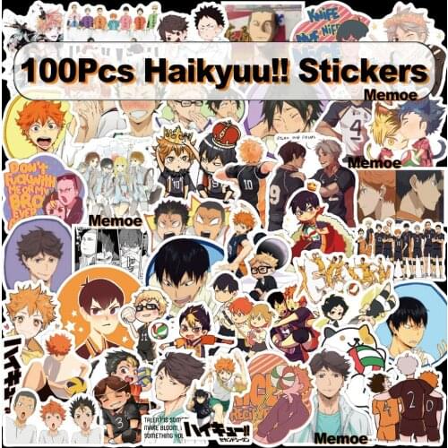 100Pcs Kawaii Cute Stickers Bullet Journal Haikyuu!! Hinata Shoyo Kageyama Tobio Scrapbooking Diary Planner Stickers Stationery