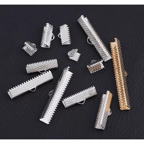 30/25/16/10/8/6MM Mixed size 500Pcs silver Ribbon End Connectors Flat Cord Metal Final Hook Jewelery Findings 011019008