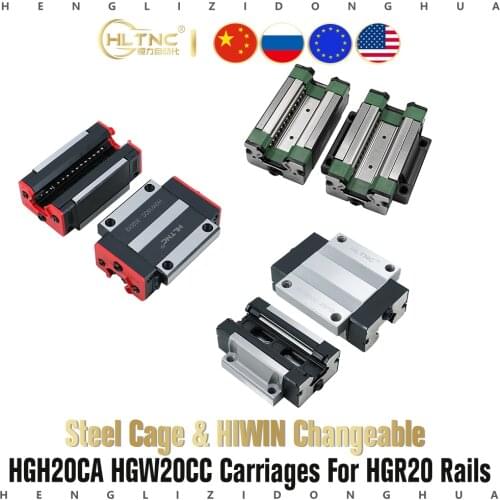 4pcs HGH20CA /HGW20CC HGR20 linear guide rail block match use hiwin HR20 width 20mm guide for CNC router
