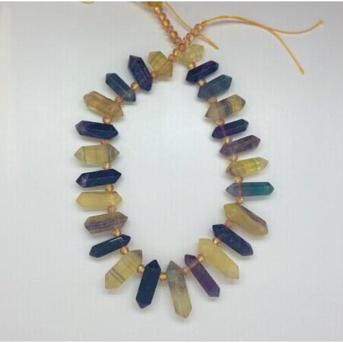 8-12X20-45mm Natural Mineral Colorful Fluorite Semi-Precious Stone Gemstone Loose Beads For Jewelry Making DIY Bracelet Necklace