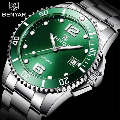 BENYAR Business Luxury Mechanical Wacth Men Top Brand Waterproof Stainless Steel Automatic Watch for Men montre homme