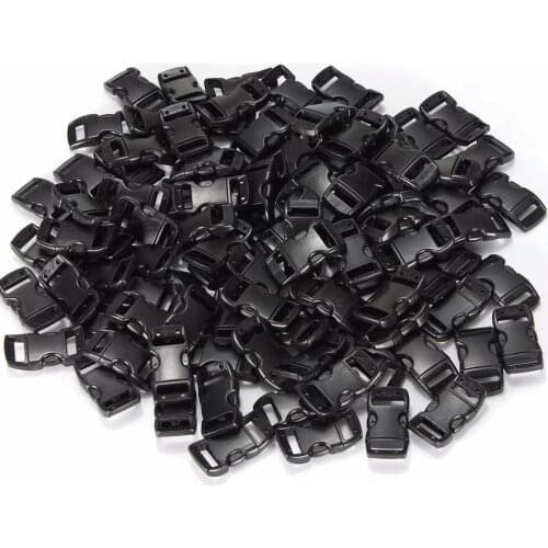 50pcs 3/8" 10mm Plastic Side Release Buckle Bracelet Curved Parachute 550 Paracord Bracelet Sewing Tools