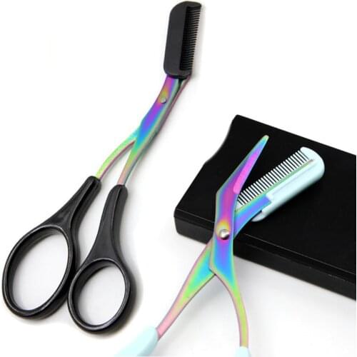 Eyebrow Trimmer Scissors Washable Stainless Steel Shaver with Comb Facial Hair Remover Titanium Color Makeup Accessories