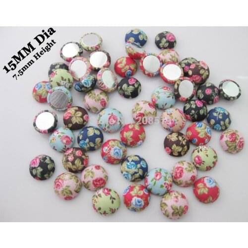 CL0004 Covered Buttons Flower patterns randomly 200pcs 15mm flatback button Aluminum jewelry button