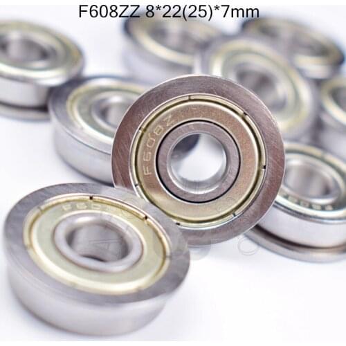 F608ZZ 8*22(25)*7mm 10pieces Flange bearing ABEC-5 F608 F608Z chrome steel bearings hardware Transmission Parts