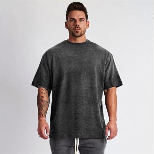 Brand Mens Fashion Extend Hip Hop Summer Cotton Bodybuilding Tshirt Muscle Short Sleeve T-shirt Gyms Clothing Fitness T Shirt
