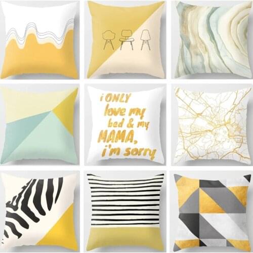Geometric Pillowcase 45x45 Nordic Sofa Cushions Decorative Throw Pillows Cushion Cover Polyester Yellow Pillow Covers Home Decor