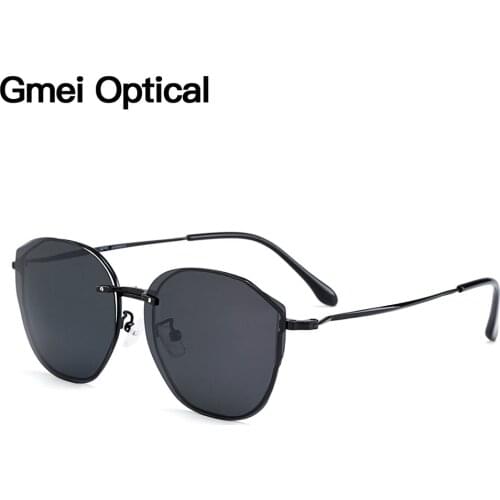 Gmei Optical Women Round Titanium Alloy Glasses Frame Ultralight Polarized Clip on Sunglasses Optical Eyewear S9332