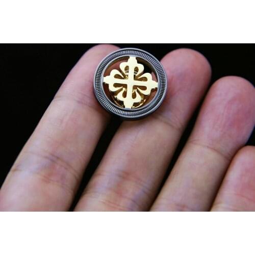 Stainless steel Retro style Brooch Gold plating+Gun black plating Brooch Cross style Knights sword Brooch Mens Bussiness pin