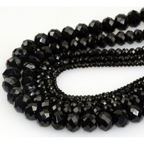 Bright Quality Cutting Natural Black Spinel Faceted Loose Rondell Beads 2x1.5mm,3x2mm,4x2mm