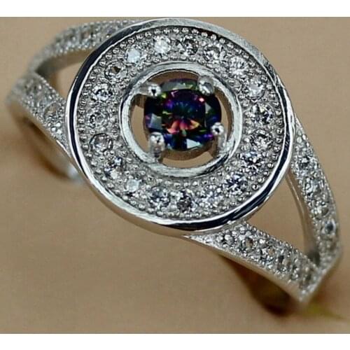 Fleure Esme Luxury Bohemia Wedding rings Jewelry for women dropshipping Rainbow Cubic Zirconia Rhodium Plated R3143 size 6 7 8 9