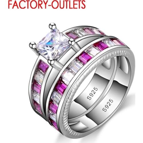 Brand Design Women Wedding Engagement Ring Sets 2Pcs 925 Ring Jewelry For Female Bijoux