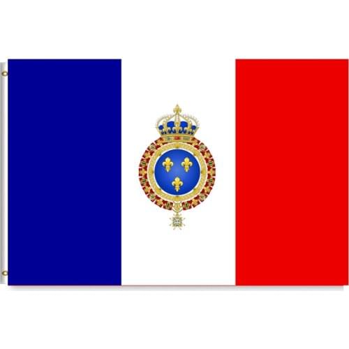 Royal Flag of France with Golden Crown Badge 3x5FT 90x150cm Banner Brass Grommets
