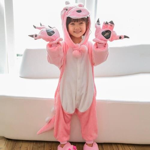 Boy Girl Cartoon Animal Unicorn Stitch Panda Cat Costume Cosplay Clothing Kids Childrens Day Anime Pajama With Slippers Hat