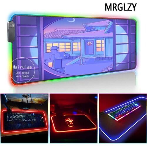MRGLZY LED Light RGB Large Girly Pink Mouse Pad Carpet Genshin Impact XXL DeskMat PC Laptop Keyboard Gaming Accessories for LOL