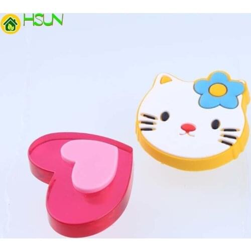 Red Pink Love Heart Drawer Shoe Cabinet Knobs Pull Soft Plasticwhite Blue Cat Children Room Safety Furniture Handles Kids Knobs
