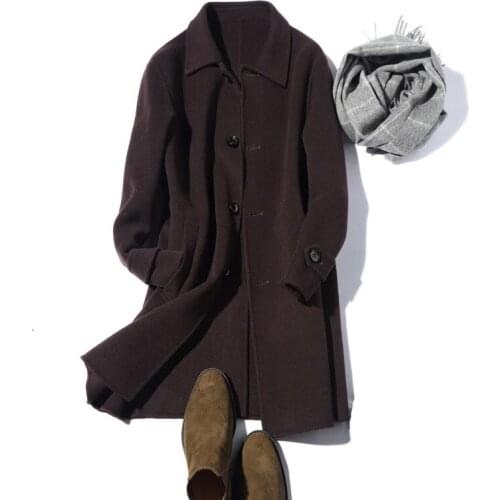 100% Wool Autumn Winter Jacket Men Handmade Double-side Woolen Coats Streetwear Windbreaker Long Coat LM12-1000 MY1260