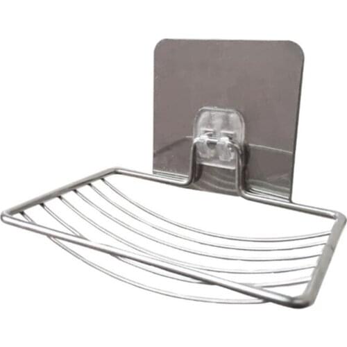 L9BE Punch-free Drain Soap Box Modern Soap Dish Stainless Steel Soap Rack Dishcloth Storage Box Prevent Stagnant Water