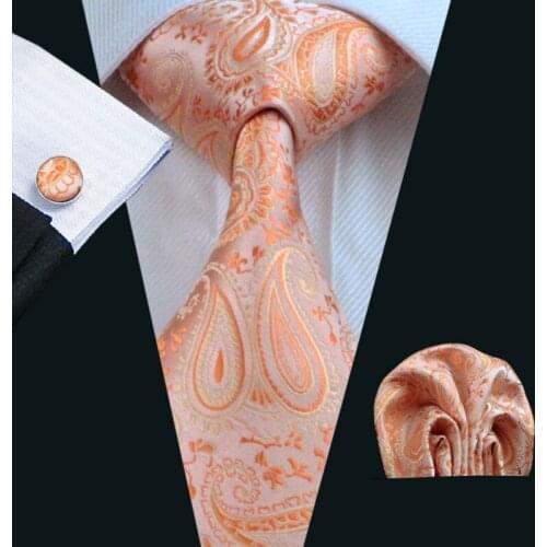 LS-586 2016 Hot New Men`s Tie 100% Silk Paisley Classic Jacquard Woven Tie+Hanky+Cufflinks Set For Formal Wedding Business Party