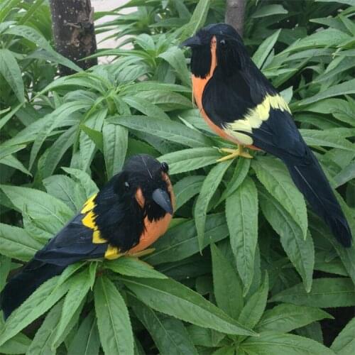 A pair of small simulation black Magpie model foam & furs Magpie toys gift about 18cm 0791
