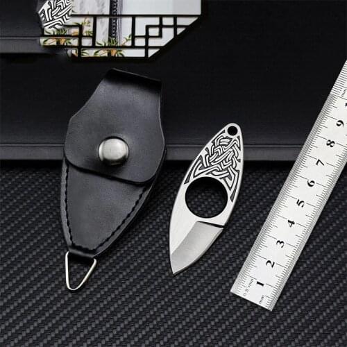 Swayboo mini small ring knife integrated 440C stainless steel key chain EDC knife multi-tool Fixed Blade Knife case rope knife