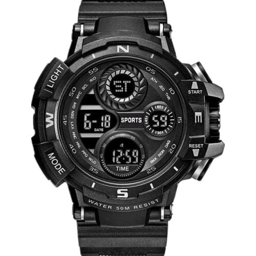 Men Luminous Sports Watch with LED Dispaly Multi-Function Waterproof Adjustable Strap Snap Button Durable for Daily Life A66