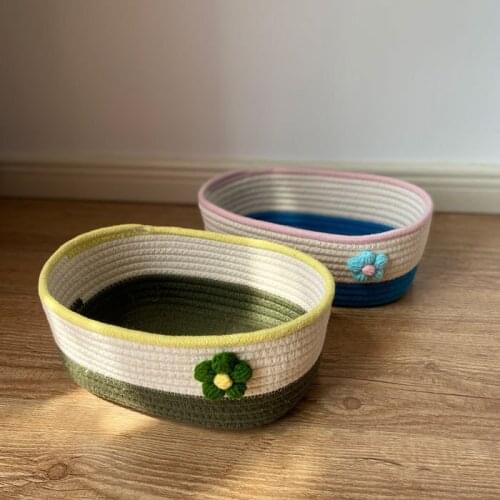 New Foldable Woven Basket Bedside Desktop Snacks Sundries Storage Basket Key Cosmetics Coffee Table Storage Basket