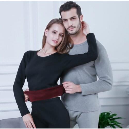 New Men Winter Cotton Thickened Thermal Underwear Padded and Youth Round Collar Long Johns Suits Women Warm Undershirts