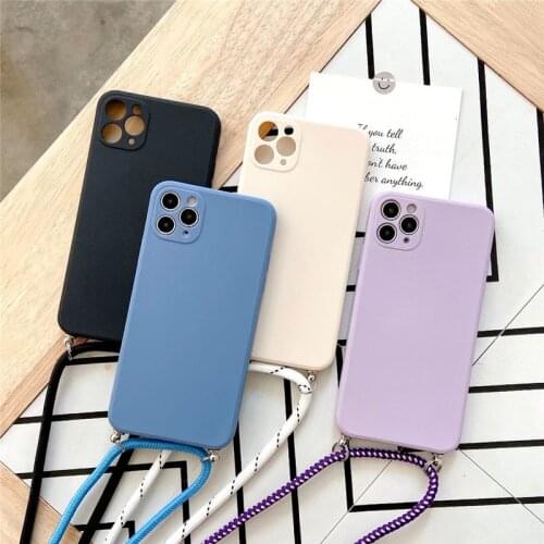 Original Strap Cord Chain Phone Case For iPhone 12 Pro Max MiNi 11Pro XS Max X XR X 7 8 Plus SE 20 Carry Necklace Lanyard Cover