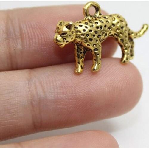 4pcs Charms New Pretty Leopard 15x25mm Antique Gold Plated Pendants DIY Necklace Making Handmade Jewelry Accessories