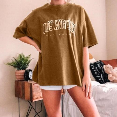 Casual 2021 Fashion T-shirt Letter Print O-Neck Short Sleeve Loose Tshirt Graphic Tees Summer Women Top Plus Size 2XL Streetwear