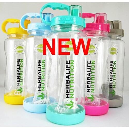 Direct factory price New 1000ml 2000ml leakproof Portable Herbalife Nutrition silicone bottom plastic Straw Sports water Bottle